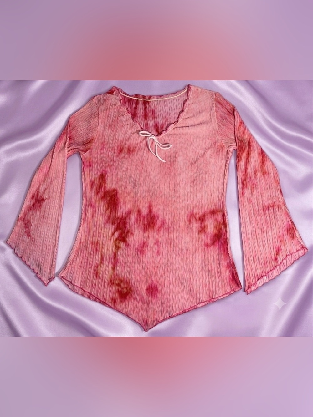 Vintage y2k Bell Sleeve Fairycore Coquette Tie Dye Top M/L